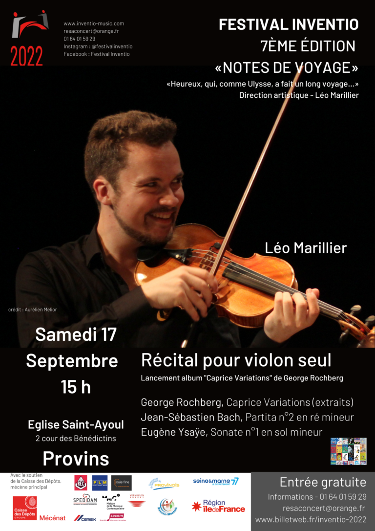 FESTIVAL INVENTIO / Récital pour violon seul avec Léo Marillier - PROVINS @ Eglise Saint-Ayoul - Provins