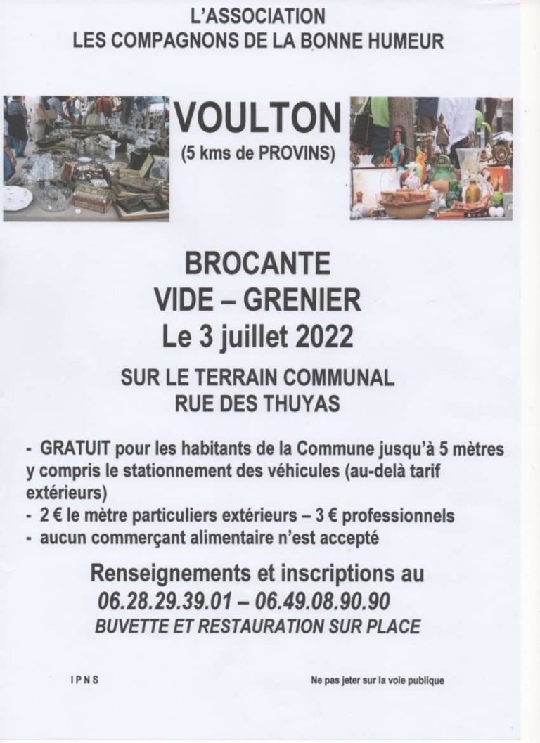 BROCANTE VIDE-GRENIER / VOULTON @ Sur le terrain communal