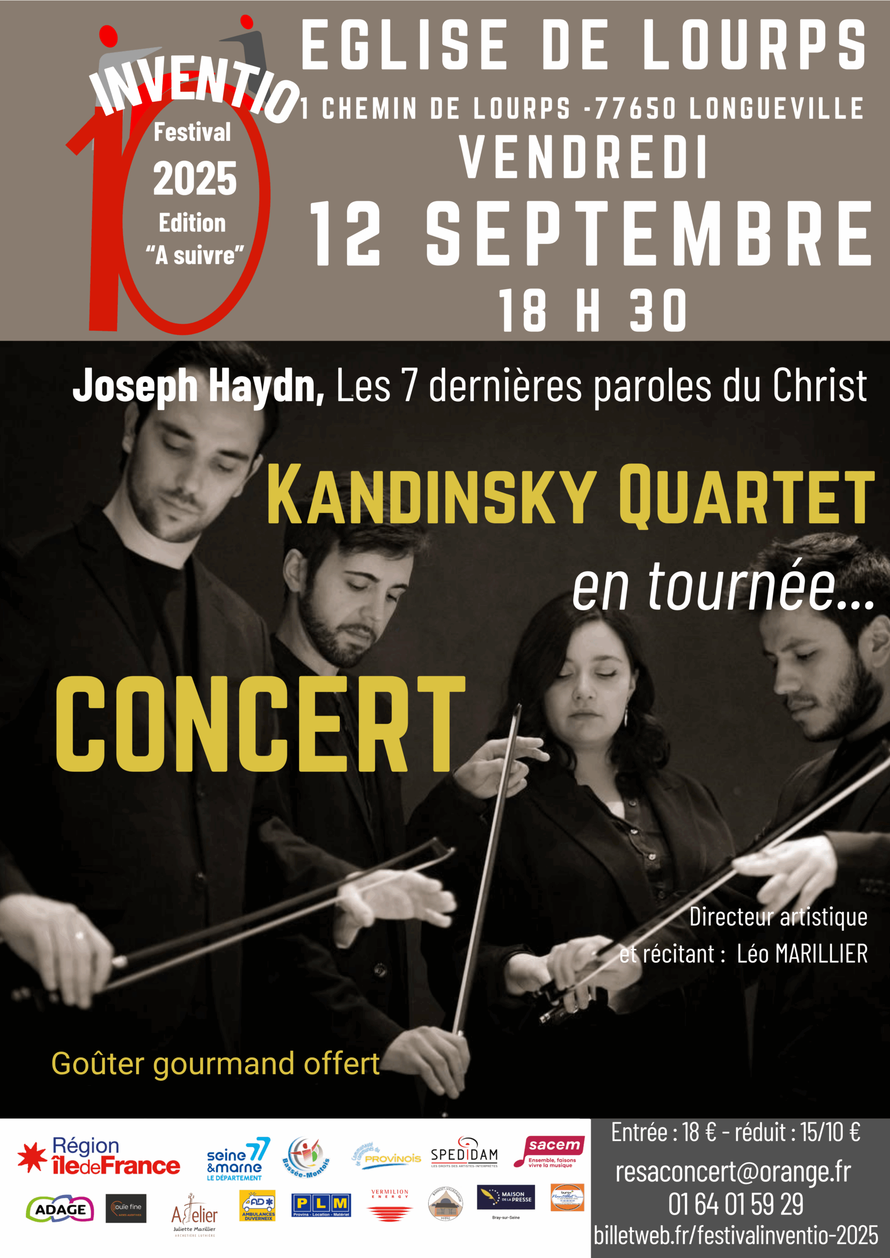 You are currently viewing CONCERT : Le Quatuor KANDINSKY joue Haydn / Longueville